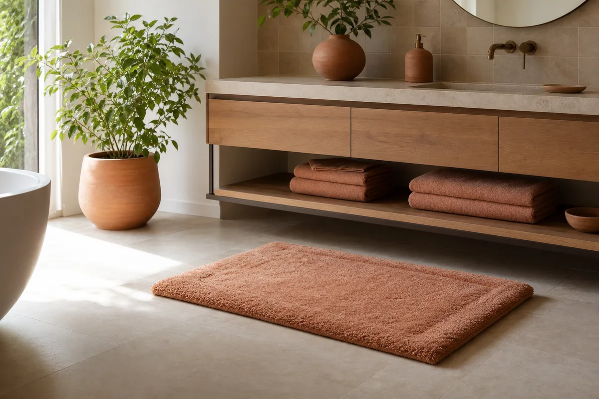 Associer carrelage et textiles pour une belle salle de bain